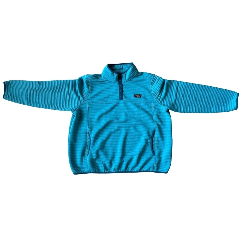 LL Bean Women 3X AirLight Knit Pullover Snap Neck Fleece Jacket Teal Blue 506836